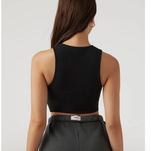 Joah Brown Lace Up Crop Tank Ribbed Top Size S/M Summit Flex Rib - Picture 5 of 13